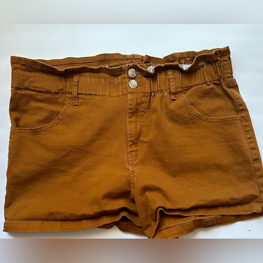 Wild Fable High-Waisted Paper Bag Shorts - XXL - Burnt Orange/Rust -